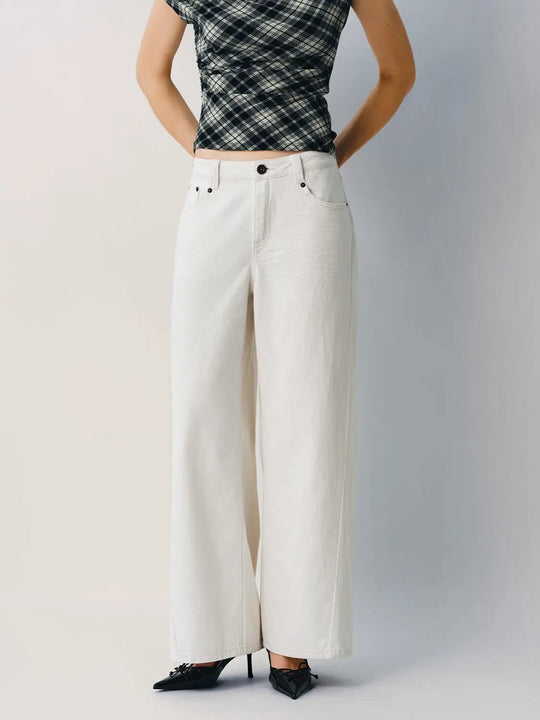 Wide-leg High Waisted Cotton Linen Pants