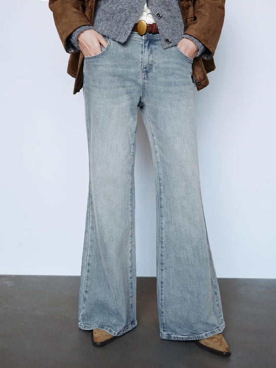 Belted Mid-rise Cotton Medium Stretch Jeans