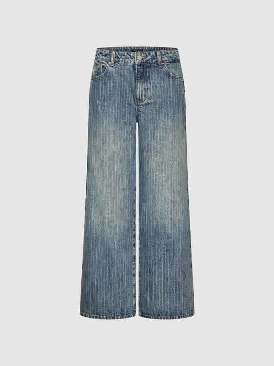 High-rise Wide-leg Cotton Jeans