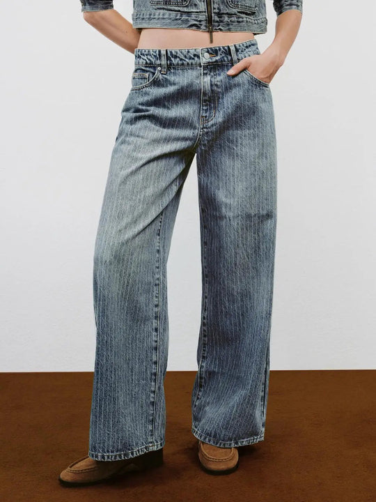 High-Waist-Jeans aus Baumwolle mit weitem Bein
