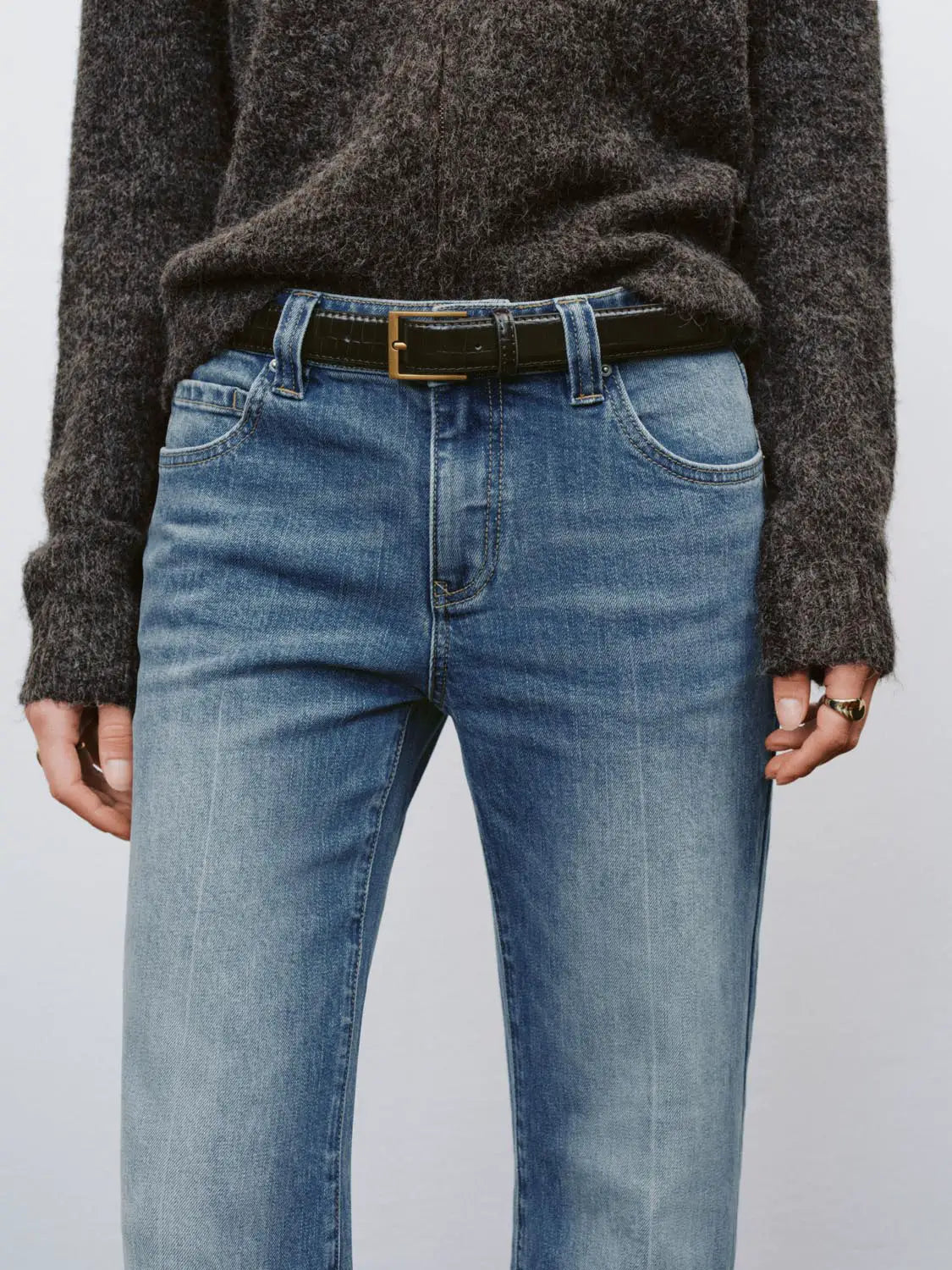 Jeans by Urban Revivo Fashion, light-wash denim with black belt