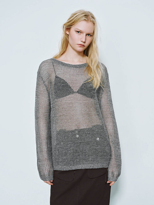 Mesh Knitted Long Sleeve T-Shirts
