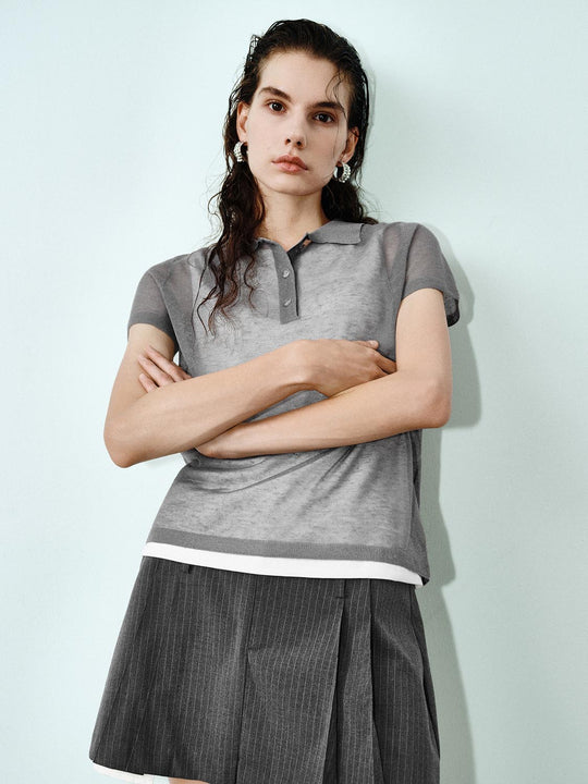 Kurzarm Strick T-Shirts