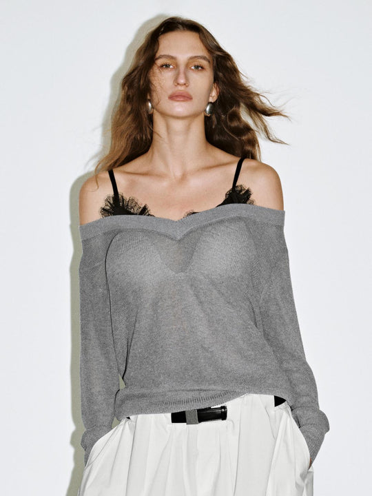 Lace Décor Knitted T-Shirts