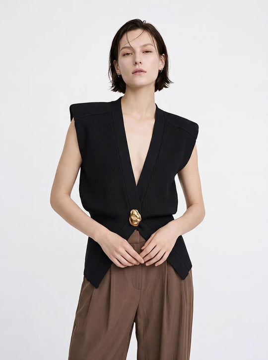 Sleeveless Knitted V-Neck Cardigans
