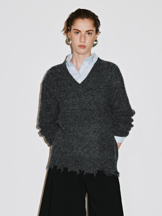 Camisetas de punto con cuello en V