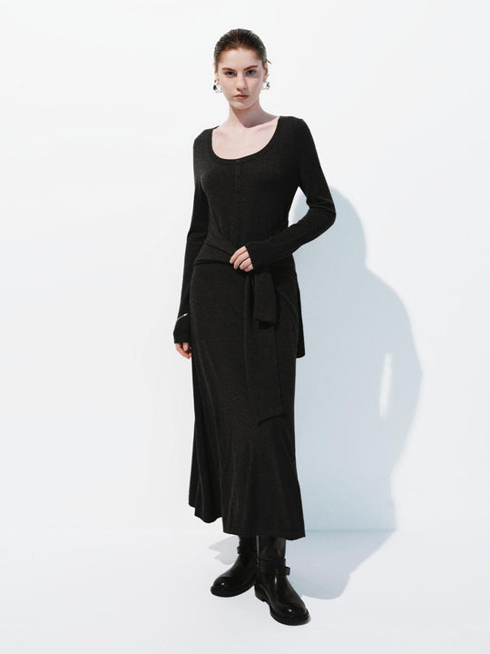 Robes mi-longues en tricot à manches longues