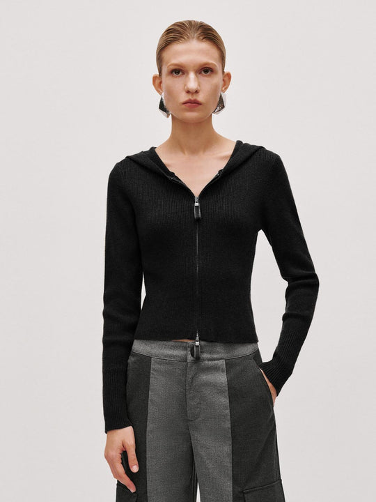 Zip Up Long Sleeve Knitted T-Shirts