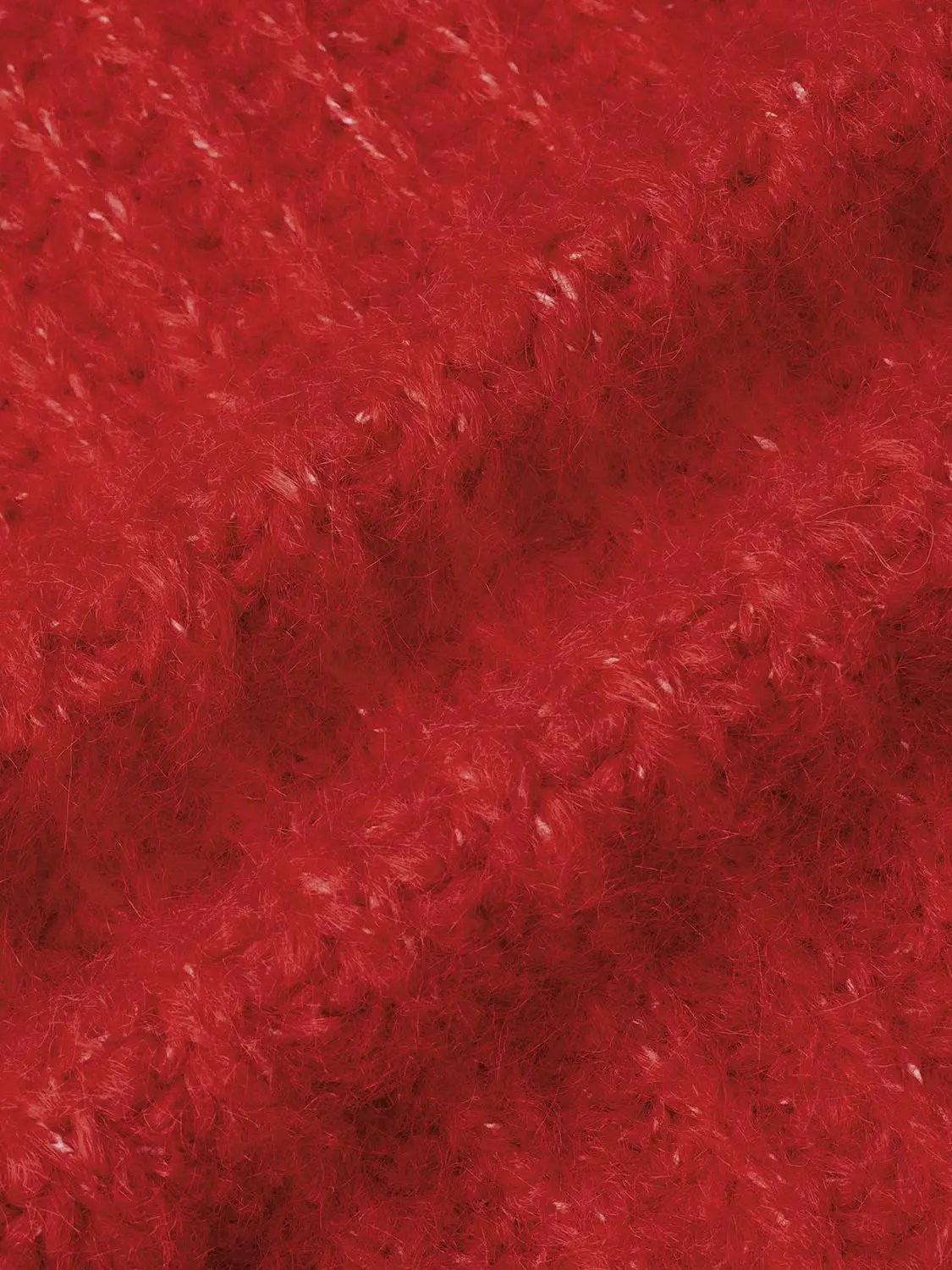 Oversize Long Sleeve Knitted T-Shirts in red fuzzy knit fabric