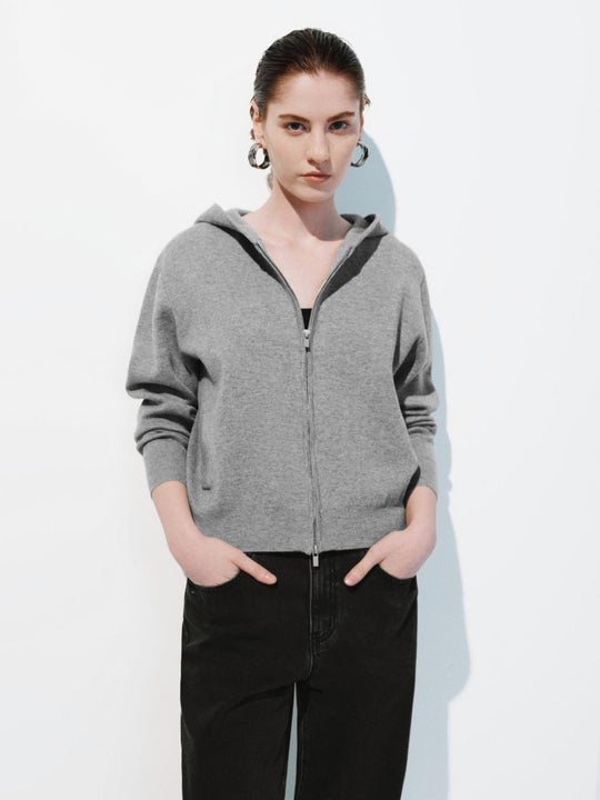 Cárdigans de punto con capucha y cremallera