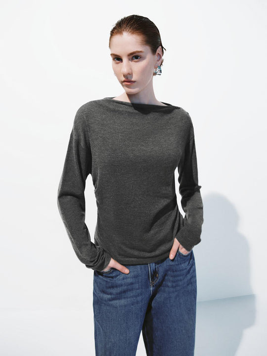 T-shirts en maille à manches longues froncées