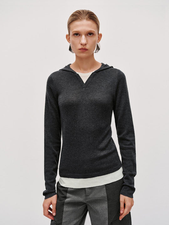 V-Neck Long Sleeve Knitted T-Shirts