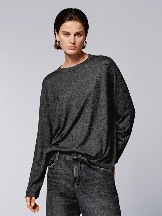 Crew Neck Long Sleeve Knitted T-Shirts