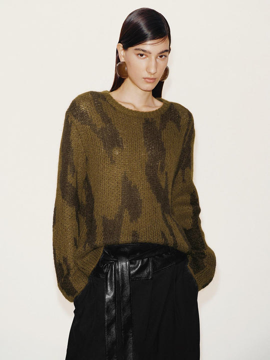 Intarsia Long Sleeve Knitted T-Shirts