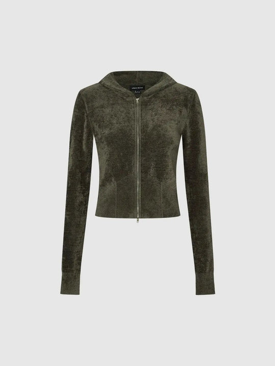 Hooded Drawstring Knitted Cardigans