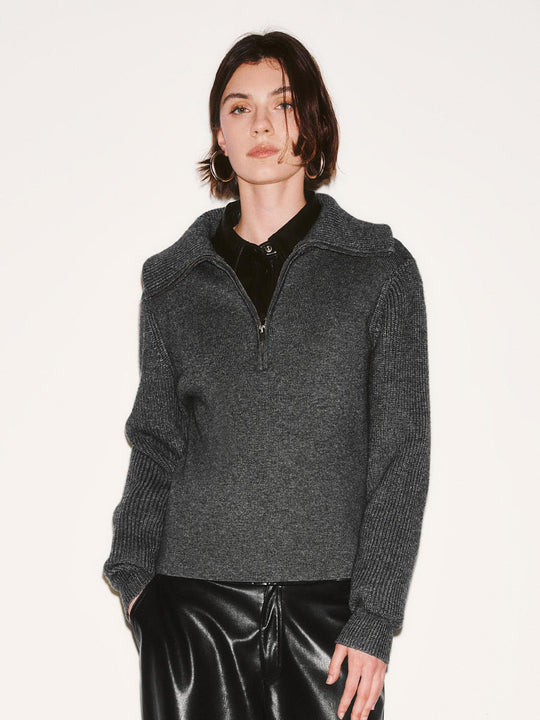 Half Zip Long Sleeve Knitted T-Shirts