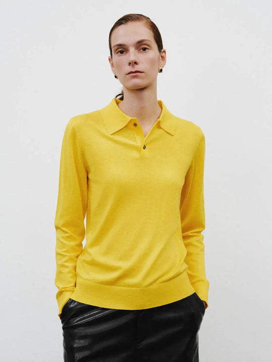 Pull ajusté en maille à manches longues et col polo