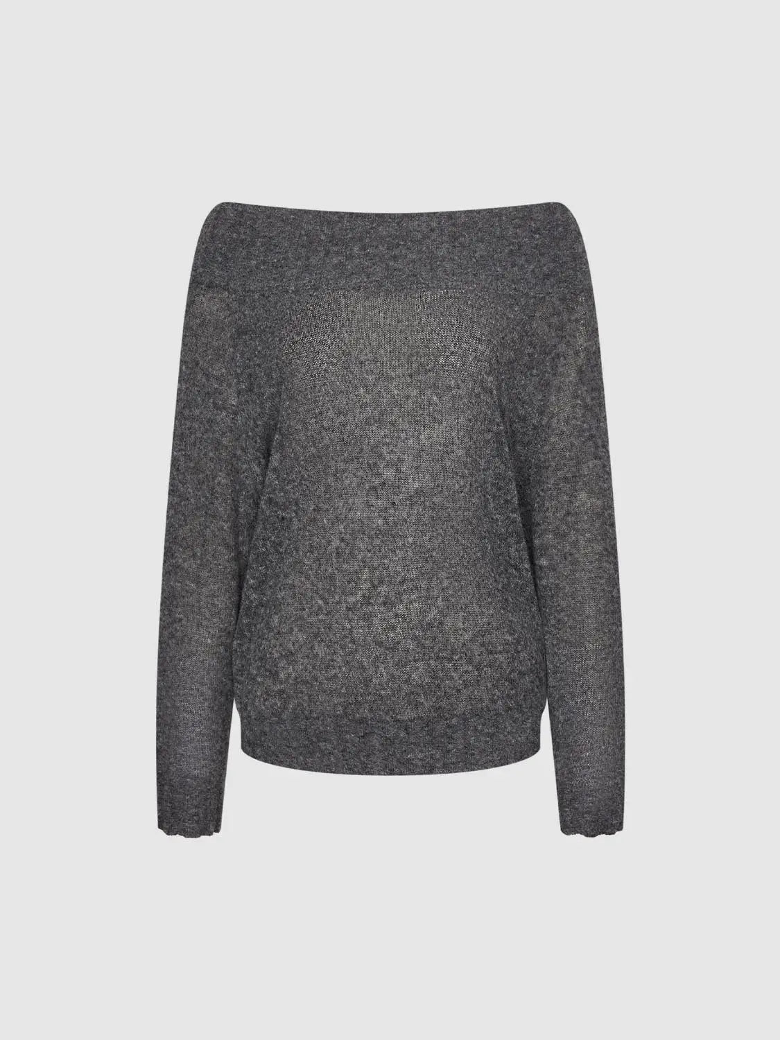Knit T-Shirt by Urban Revivo Fashion, metallic gray long-sleeve knitted top