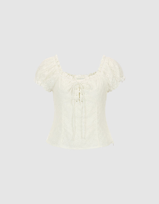 Chemisier à lacets avec col carré