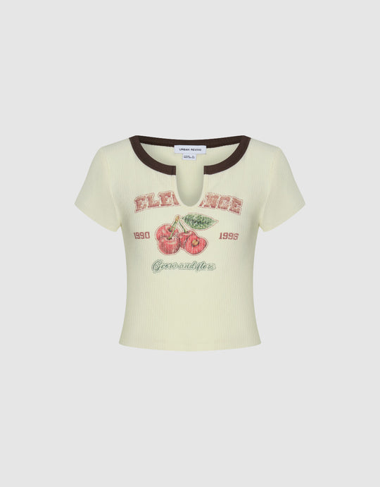 T-shirt imprimé à col cranté