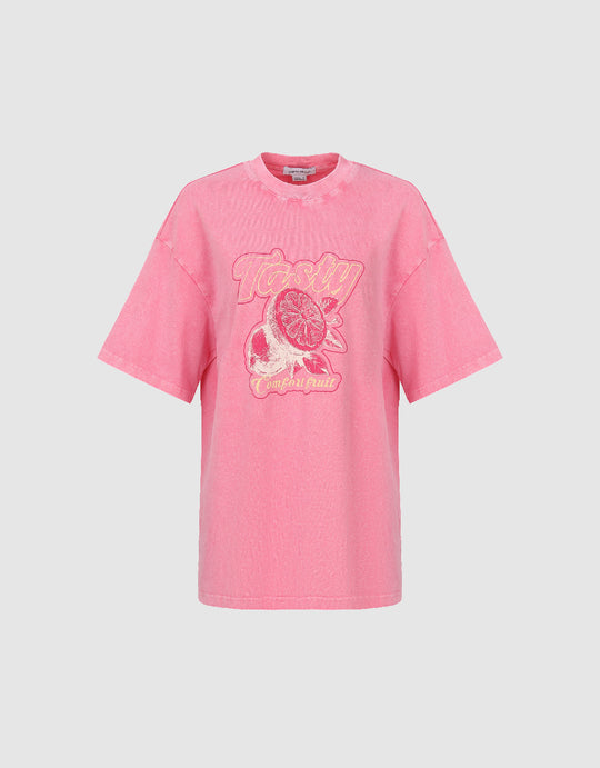 Printed Crew Neck Straight T-Shirt