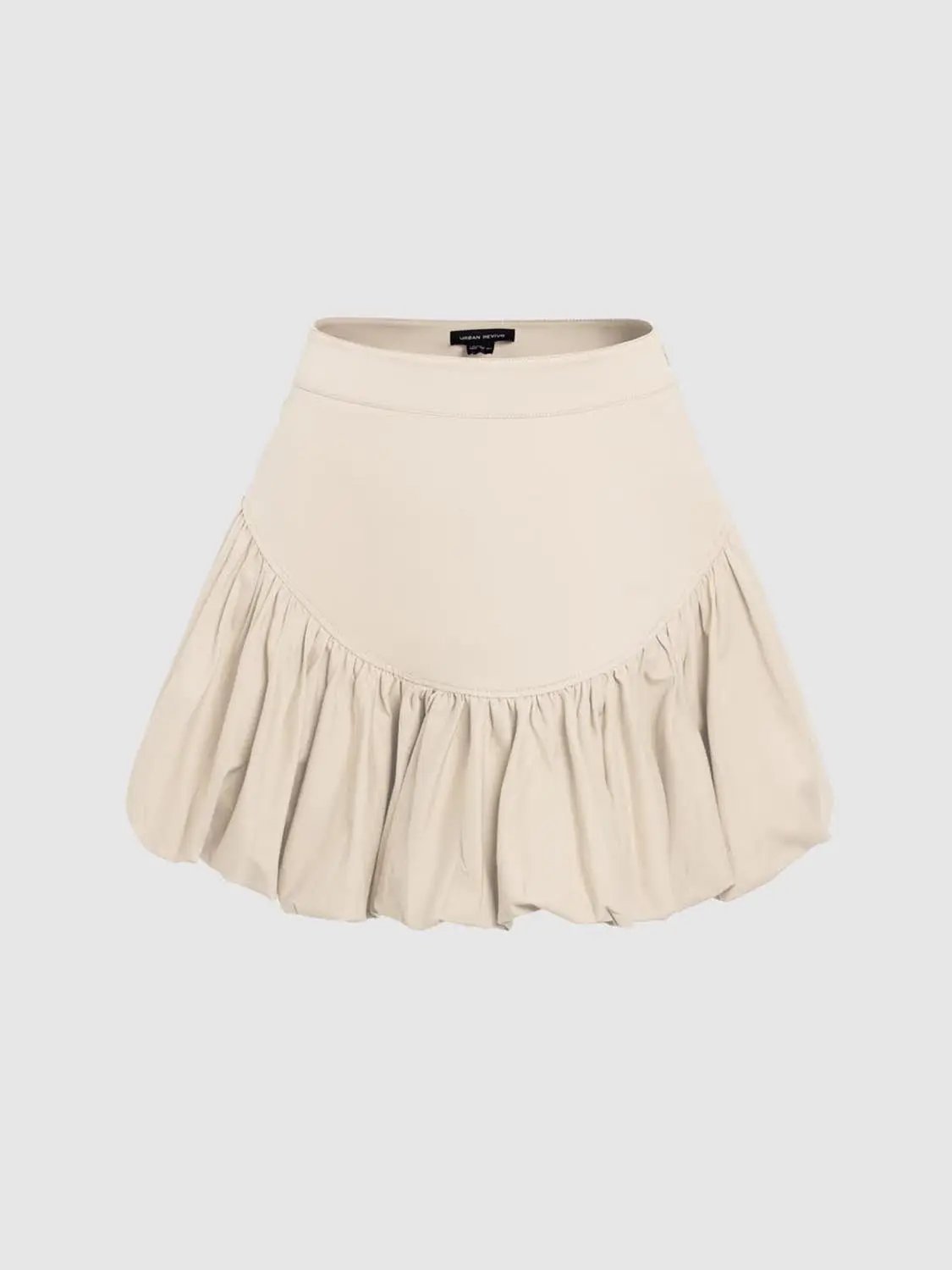 Cotton Leopard Print Tiered Ruffle Skirt by Urban Revivo Fashion; beige A-line with gathered hem