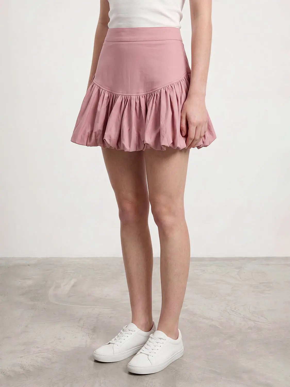Cotton tiered ruffle A-line skirt in pink from Urban Revivo Fashion
