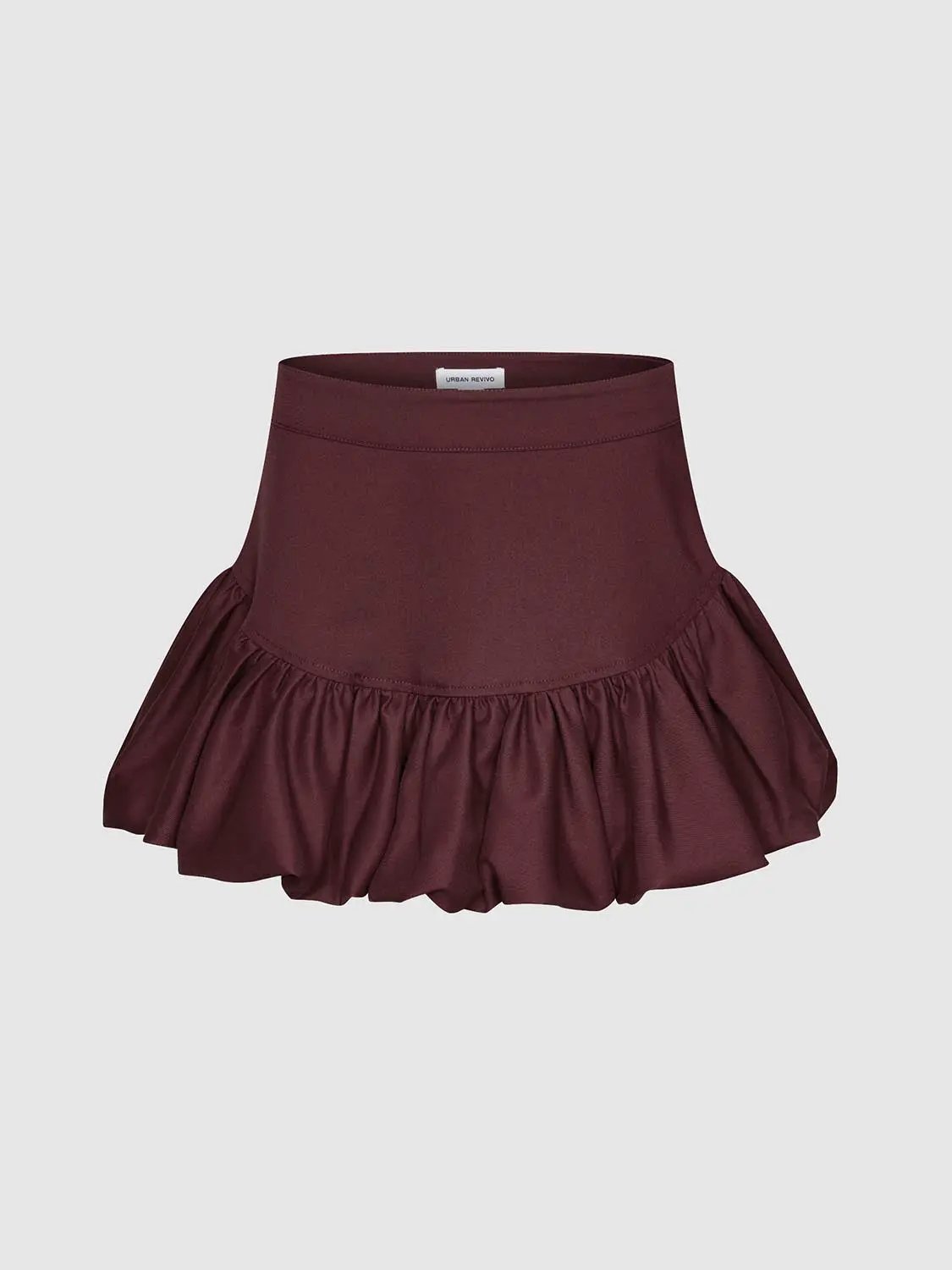 Cotton Leopard Print Tiered Ruffle Skirt, burgundy, high-waisted A-line with ruffle hem, Urban Revivo Fashion
