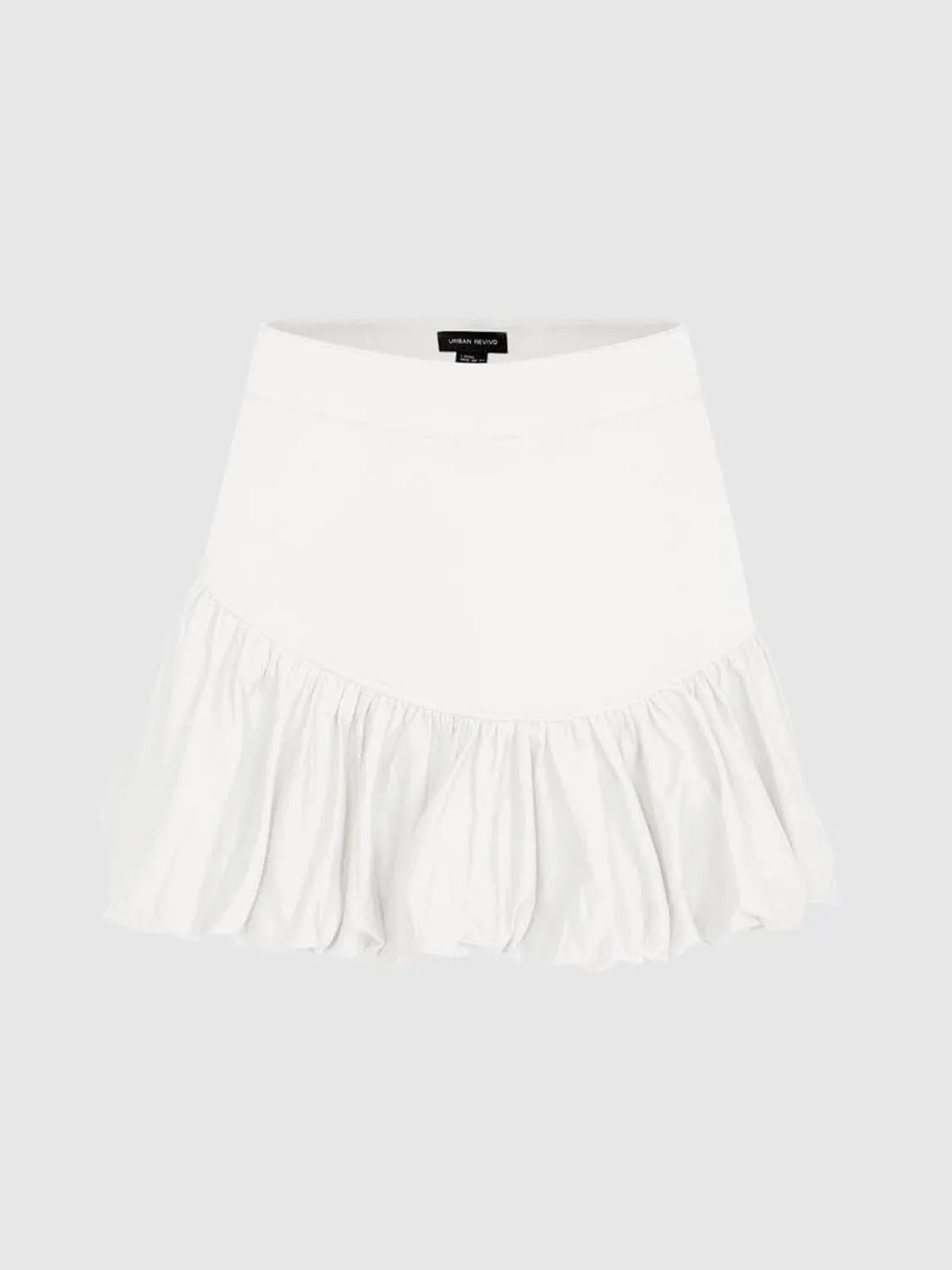 Cotton white tiered ruffle A-line skirt by Urban Revivo Fashion