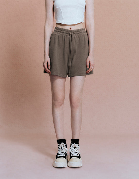 Pantalones cortos de punto con cordón en la cintura