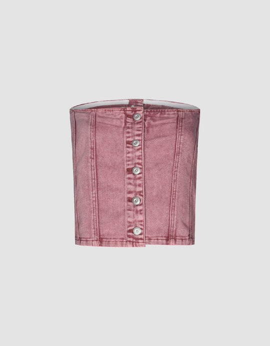 Top tubino in denim con spalle scoperte