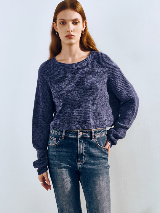 T-shirt girocollo in maglia larga