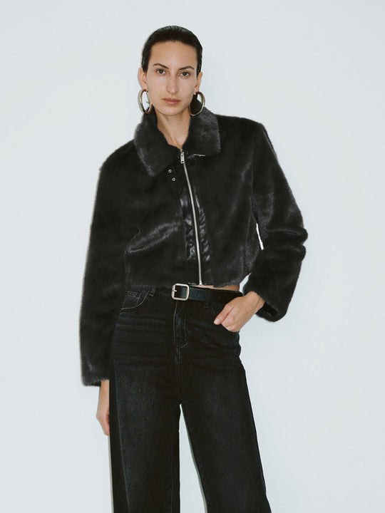 Zip Up Front Fur Coats