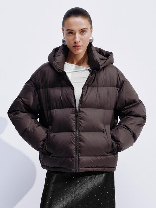 Hooded High Neck Down Jackets