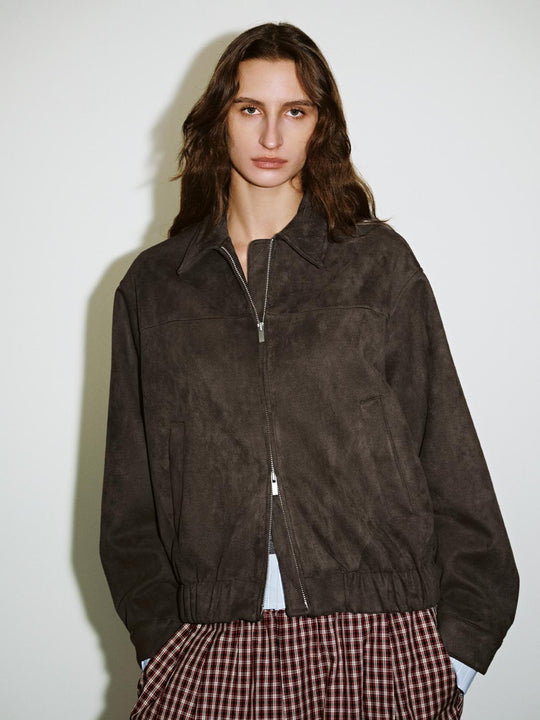 Suede Zip Up Front Jackets