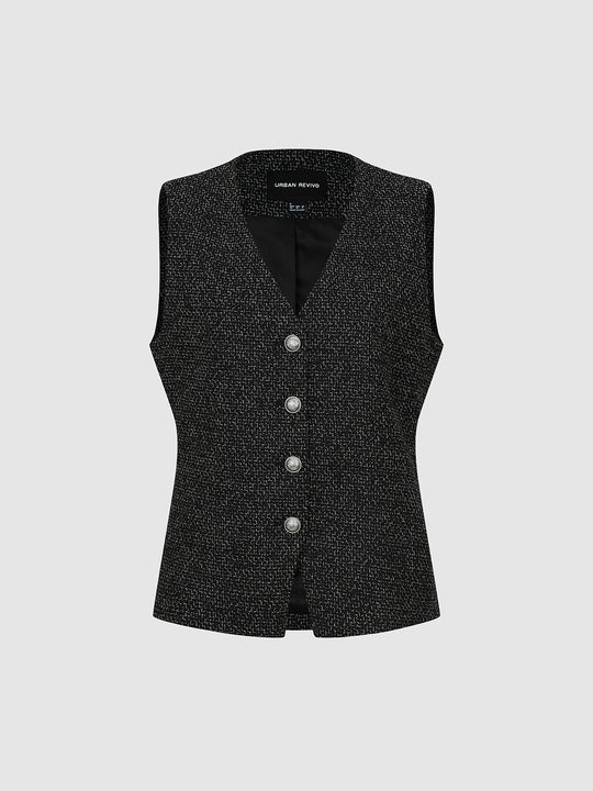 Button Up Tweed Vests