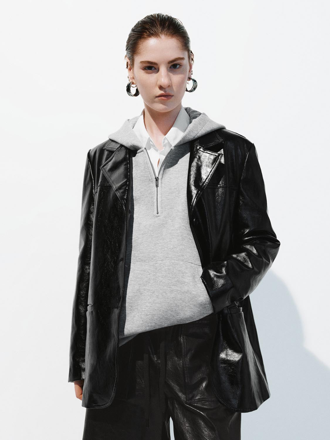 Vegan Leather Button Up Jackets