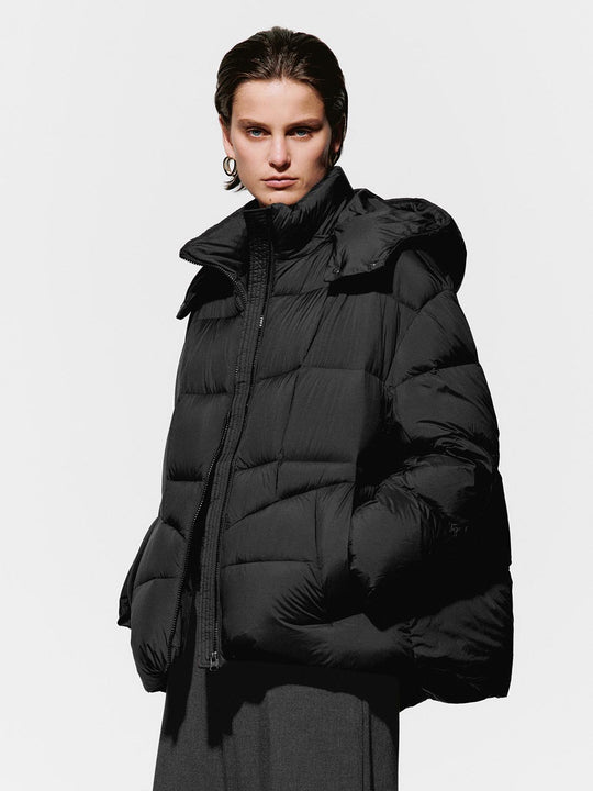 Hooded Funnel Neck Down Jackets