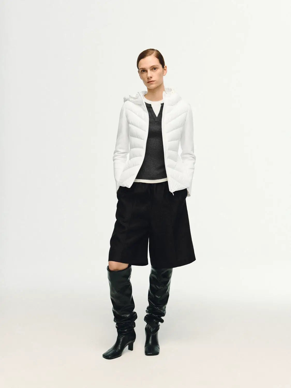 Padded jacket Urban Revivo Fashion white hooded with front zip