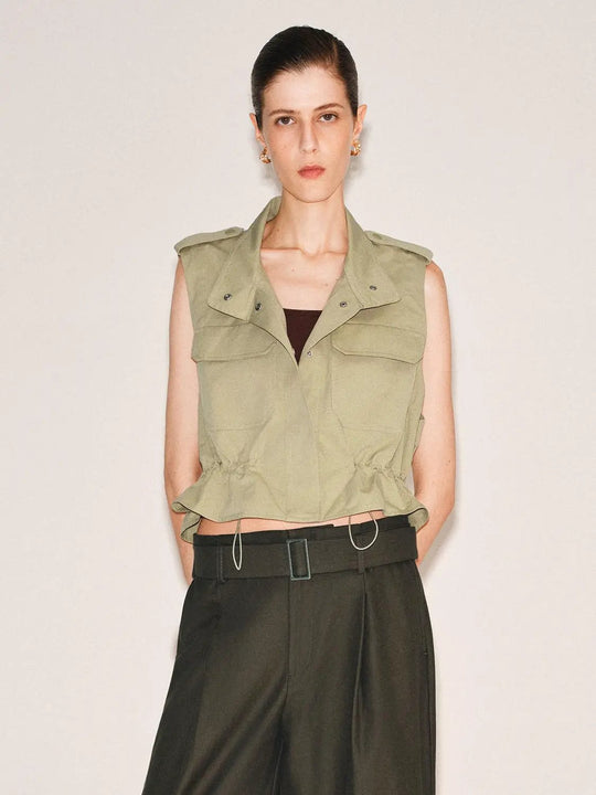 Ruffle Collar Cotton Tank Top