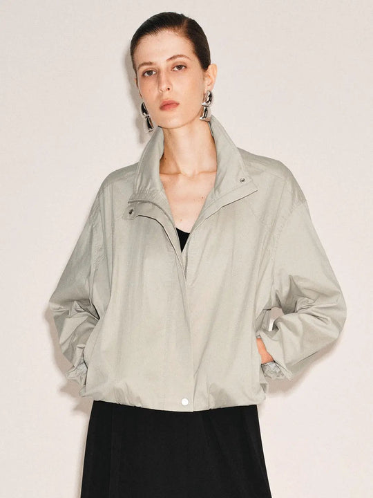 Pleated Long Sleeve Cotton Jacket