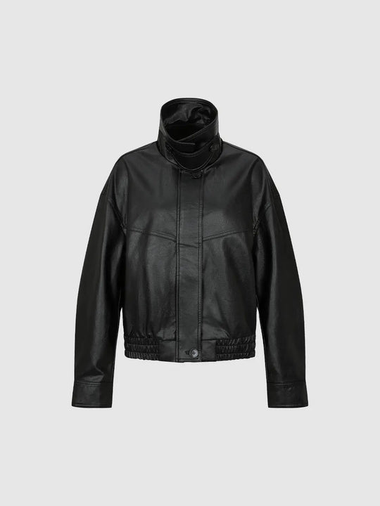 Geometric Panelled High Stand Collar Long Sleeve Jacket