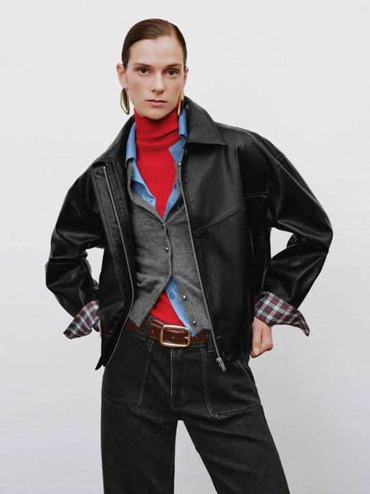 Chaqueta geométrica de manga larga con paneles y cuello alto