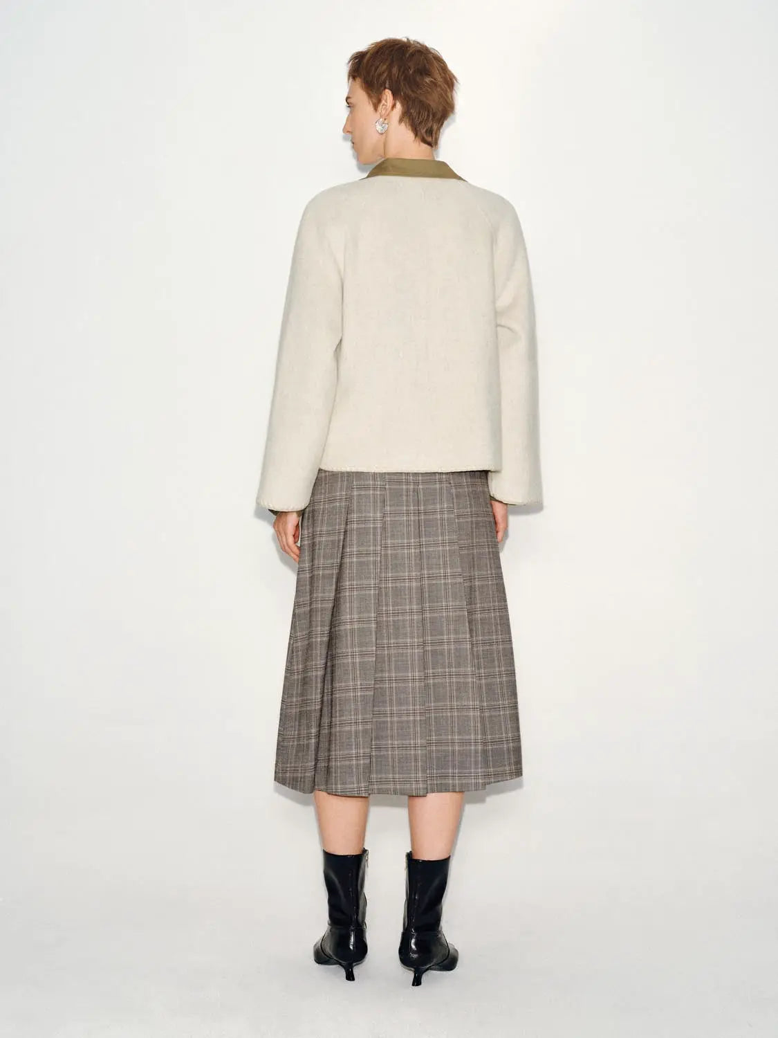 Coat ivory wool-blend with tan collar; Urban Revivo Fashion