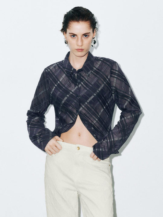 Langärmlige Kariertes Hemd