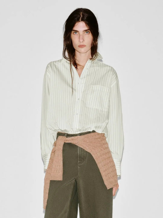 Contrast Striped Balloon Hem Overhead Shirts