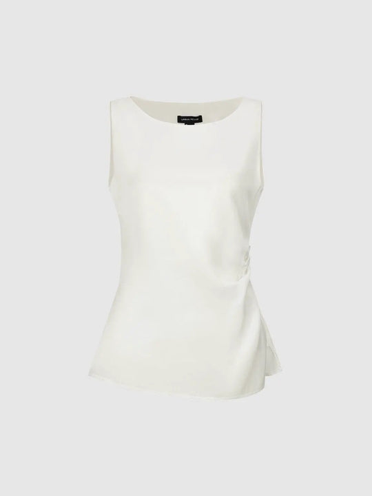 Boat Neck Sleeveless Nipped-Waist Overhead Shirts