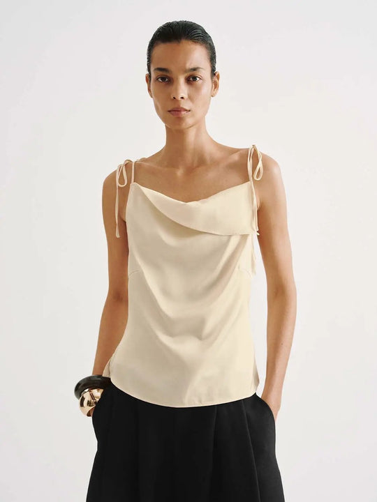 Draped Overlay Sleeveless Cami Top