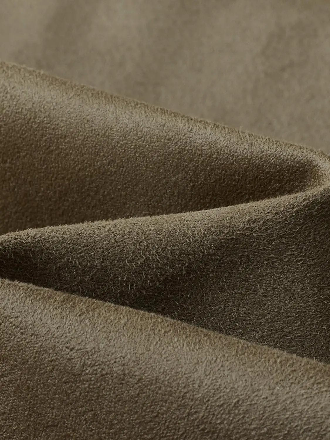 Button-Down Shirt by Urban Revivo Fashion, taupe suede-textured fabric close-up