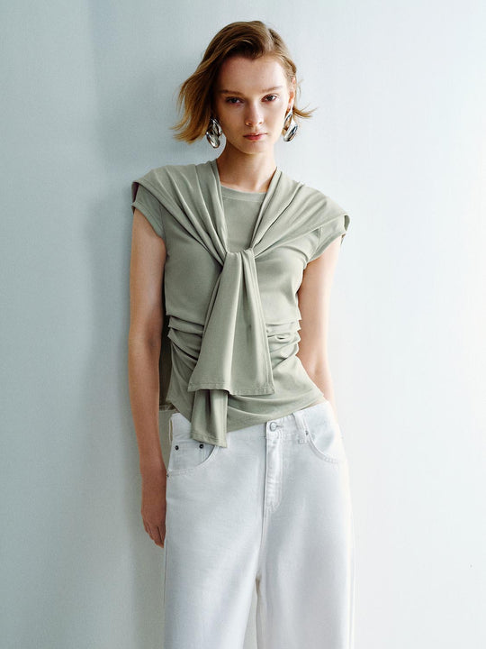 Scarf Layered Short Sleeve T-Shirts